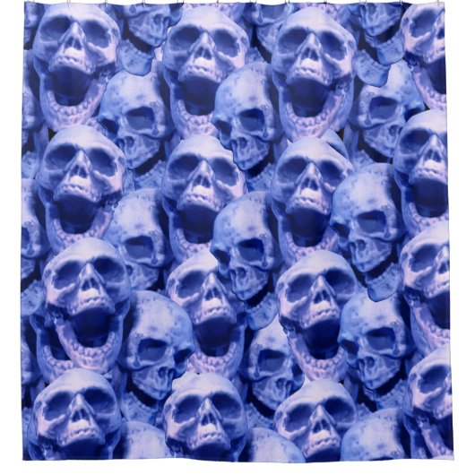Dunkle blaue Skulls Duschvorhang (Vorderseite)