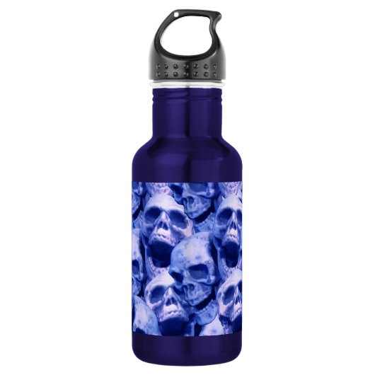 Dunkle blaue Skulls Edelstahlflasche (Vorderseite)