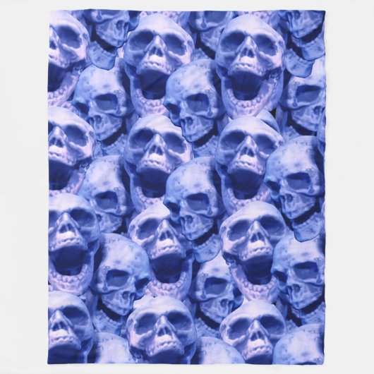 Dunkle blaue Skulls Fleecedecke (Vorderseite)