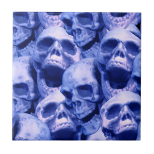 Dunkle blaue Skulls Fliese