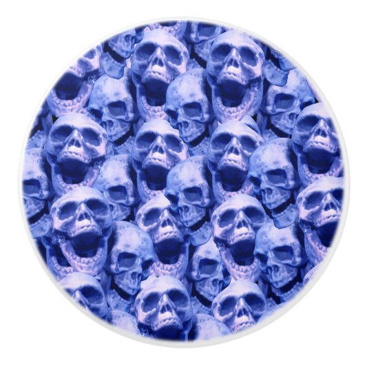 Dunkle blaue Skulls Keramikknauf (Vorderseite)