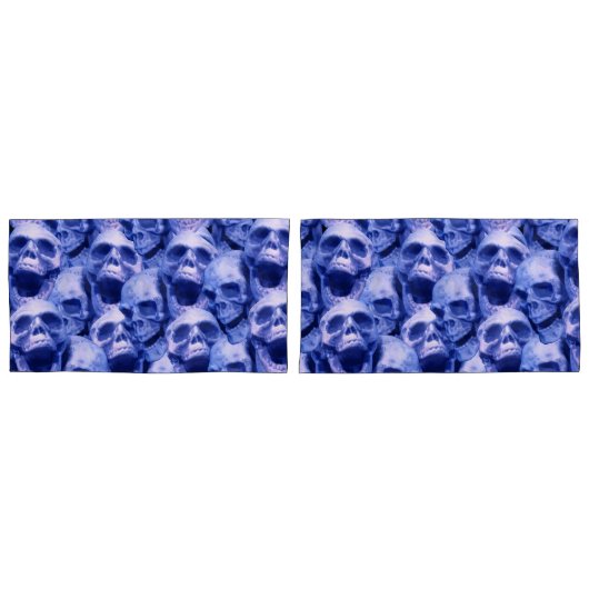 Dunkle blaue Skulls Kissenbezug (Vorderseite-Set)