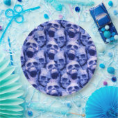 Dunkle blaue Skulls Pappteller (Party)