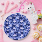Dunkle blaue Skulls Pappteller (Party)