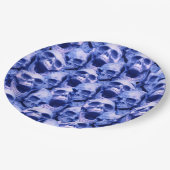 Dunkle blaue Skulls Pappteller (Schrägansicht)