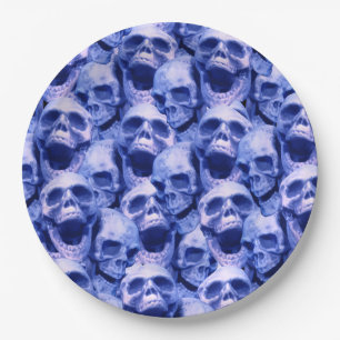 Dunkle blaue Skulls Pappteller