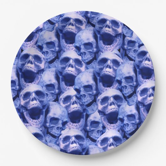 Dunkle blaue Skulls Pappteller (Vorderseite)