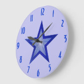 Dunkle blaue Sterne 'Nummern' Uhr rund blass (Winkel)