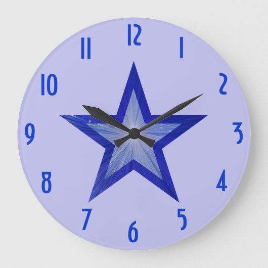Dunkle blaue Sterne 'Nummern' Uhr rund blass (Vorderseite)