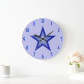 Dunkle blaue Sterne 'Nummern' Uhr rund blass (Zuhause)