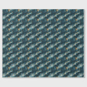 Dunkle blaue und goldene Marmor Geschenkpapier (Flach)