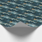 Dunkle blaue und goldene Marmor Geschenkpapier (Ecke)