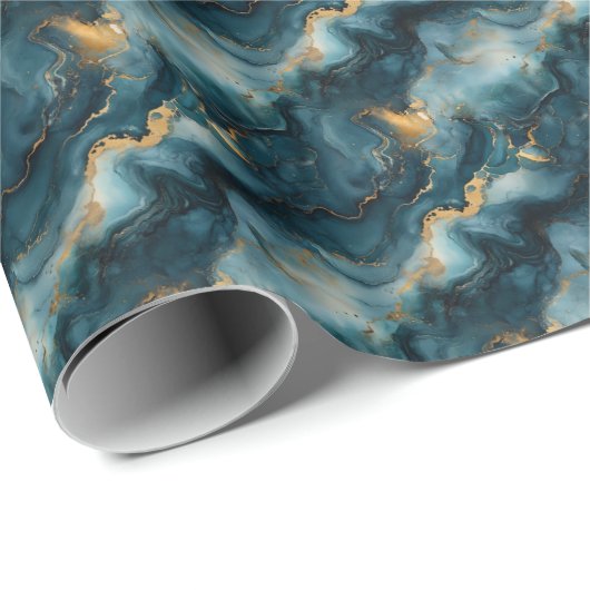 Dunkle blaue und goldene Marmor Geschenkpapier (Rolleneckpunkt)