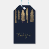 Dunkle blaue und goldfarbene Waldbaumen Rustikale Geschenkanhänger (Vorderseite)