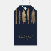 Dunkle blaue und goldfarbene Waldbaumen Rustikale Geschenkanhänger (Rückseite)