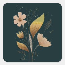 dunkle Bluegreen Vektor minimale Blumenfrucht Tag Quadratischer Aufkleber