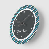 Dunkle Blues Stripe Kid's Bedroom Runde Wanduhr (Winkel)