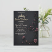 Dunkle Blume Dunkelgotische Süße 16 Einladung (Stehend Vorderseite)