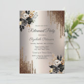 Dunkle Blume Glitzer Tropfen Elfenbeinruhestand Pa Einladung (Stehend Vorderseite)