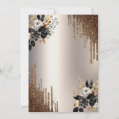 Dunkle Blume Glitzer Tropfen Elfenbeinruhestand Pa Einladung (Rückseite)