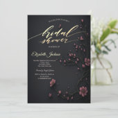 Dunkle Blume Gothic Brautparty Einladung (Stehend Vorderseite)