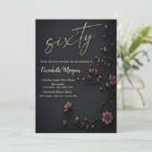 Dunkle Blume Gotik 60. Geburtstag Einladung (Stehend Vorderseite)