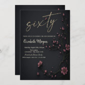 Dunkle Blume Gotik 60. Geburtstag Einladung (Vorne/Hinten)