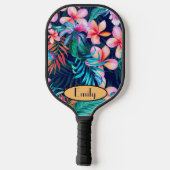 Dunkle Blume Personalisiert Pickleball Schläger (Rückseite)
