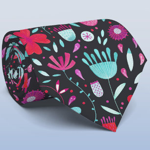 Dunkle Blume Wasserfarbe Krawatte