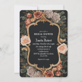 Dunkle Blume Winter Vintages Brautparty Einladung (Vorderseite)