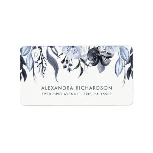 Dunkle Blumen Aquarell-Hochzeit Adressaufkleber