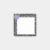 Dunkle Blumenmuster Schwarze Lila Monogramm Post-it Klebezettel (Vorderseite)