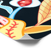 Dunkle Blumenvögel: Ziermuster. Poster (Ecke)