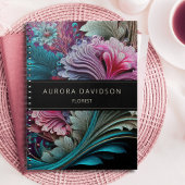 Dunkle Blüte Aquamarine Lila Wasserfarben Notizblock