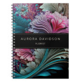 Dunkle Blüte Aquamarine Lila Wasserfarben Notizblock (Vorderseite)