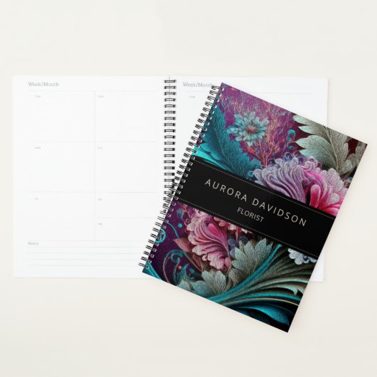 Dunkle Blüte Aquamarine Lila Wasserfarben Planer (Anzeige)