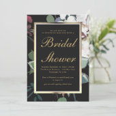 Dunkle Blüte mit Imitats Gold Frame Brautparty Einladung (Stehend Vorderseite)