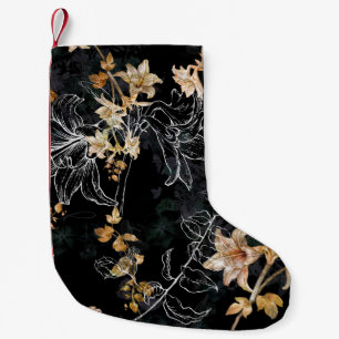 Dunkle Blüte: Wasserfarbe Nahtlose Malerei. Kleiner Weihnachtsstrumpf