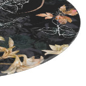 Dunkle Blüte: Wasserfarbe Nahtlose Malerei. Schneidebrett (Ecke)