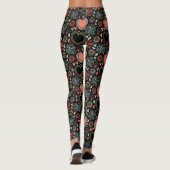 Dunkle Blüten Freude: florales, nahtloses Muster Leggings (Rückseite)