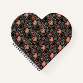 Dunkle Blüten Freude: florales, nahtloses Muster Notizblock