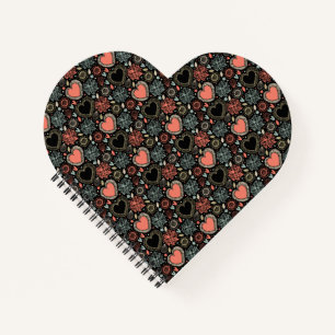 Dunkle Blüten Freude: florales, nahtloses Muster Notizblock