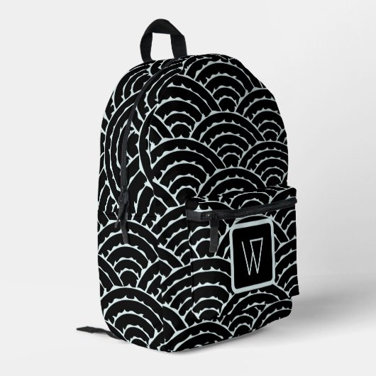 Dunkle Bögen Bedruckter Rucksack (Rückseitige Ecke links)