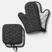 Dunkle Bögen Ofenhandschuh & Topflappen-Set (Vorderseite/Rückseite)