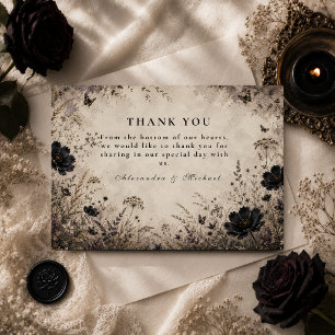 Dunkle Boho-Goth-Hochzeit Dankeskarte