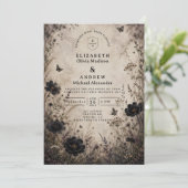 Dunkle Boho-Goth-Hochzeit Einladung (Stehend Vorderseite)