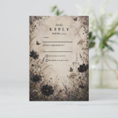 Dunkle Boho-Goth-Hochzeit RSVP Karte (Stehend Vorderseite)