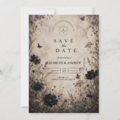 Dunkle Boho-Goth-Hochzeit Save The Date (Vorderseite)