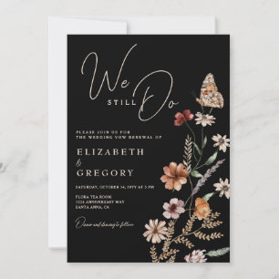 Dunkle Boho Wildblumen Wir erneuern unser Ehegelüb Einladung