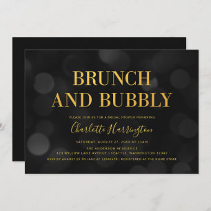 Dunkle Bokeh-Lights Brunch und Bubbles Brautparty Einladung